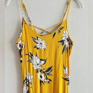 Urban Outfitters Yellow Floral Midi Dress Pink Rose Small